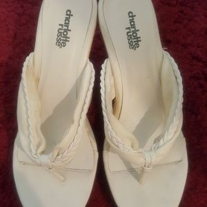 White wedge sandals by Charlotte Russe